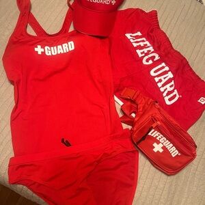 Lifeguard Women's Red Swim Set